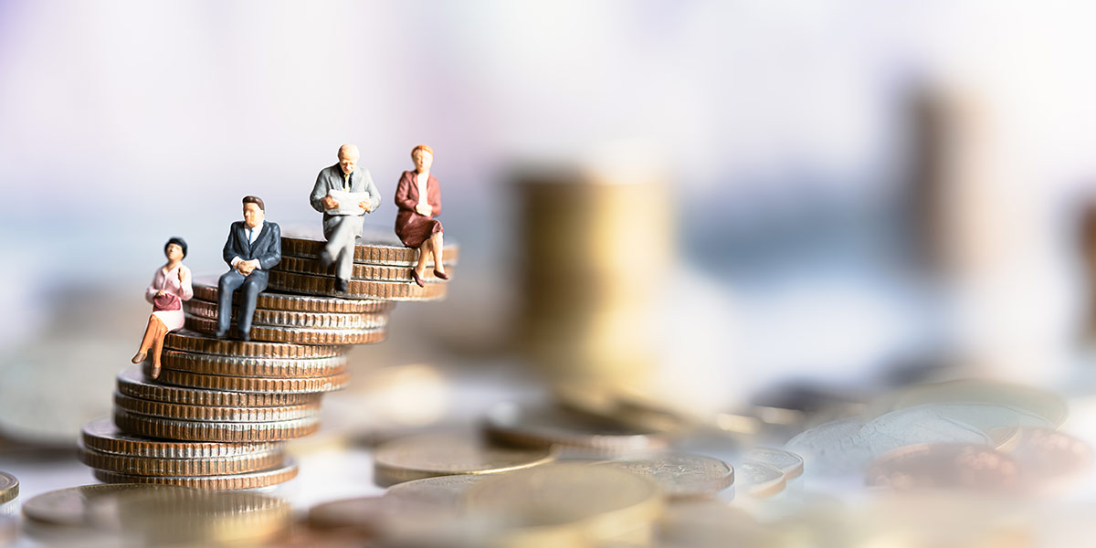 Little people sat on coins